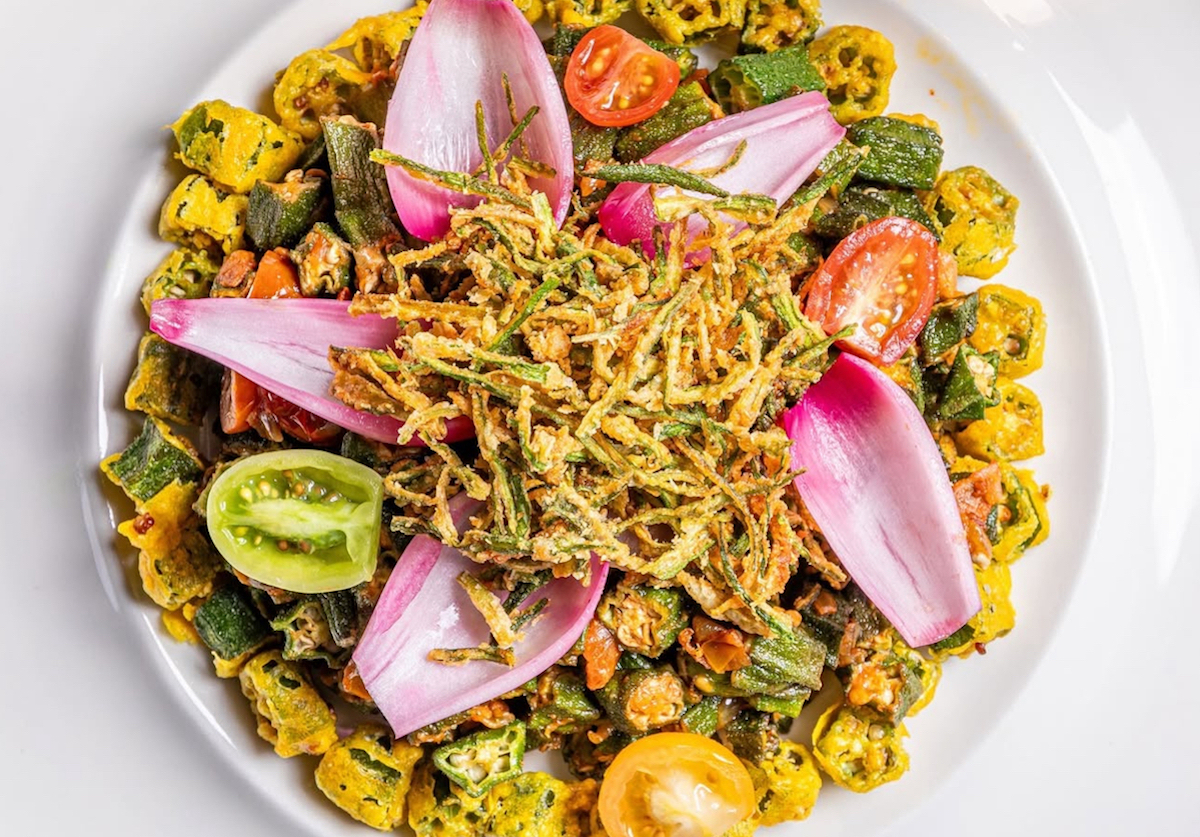 Bhindi do payaza at Sanjh. | Photo by Sanjh