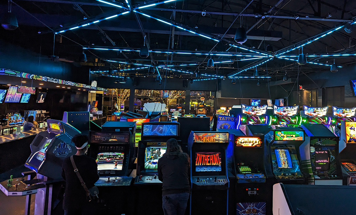 Rows upon rows of arcade games at Free Play Dallas. | Photo by Free Play