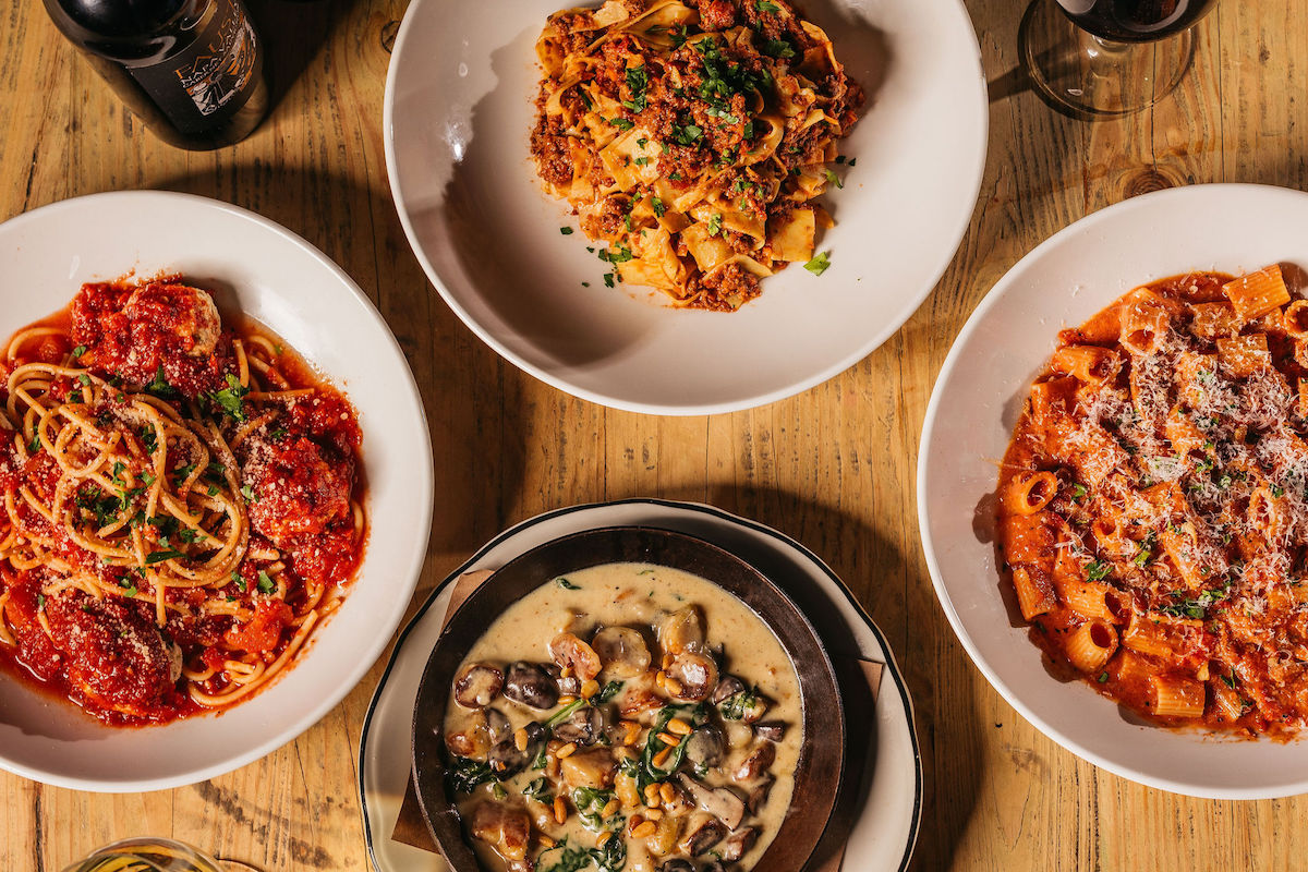 A variety of pasta plates at Pie Tap Pizza Workshop + Bar. | Photo by Pie Tap Pizza Workshop Bar