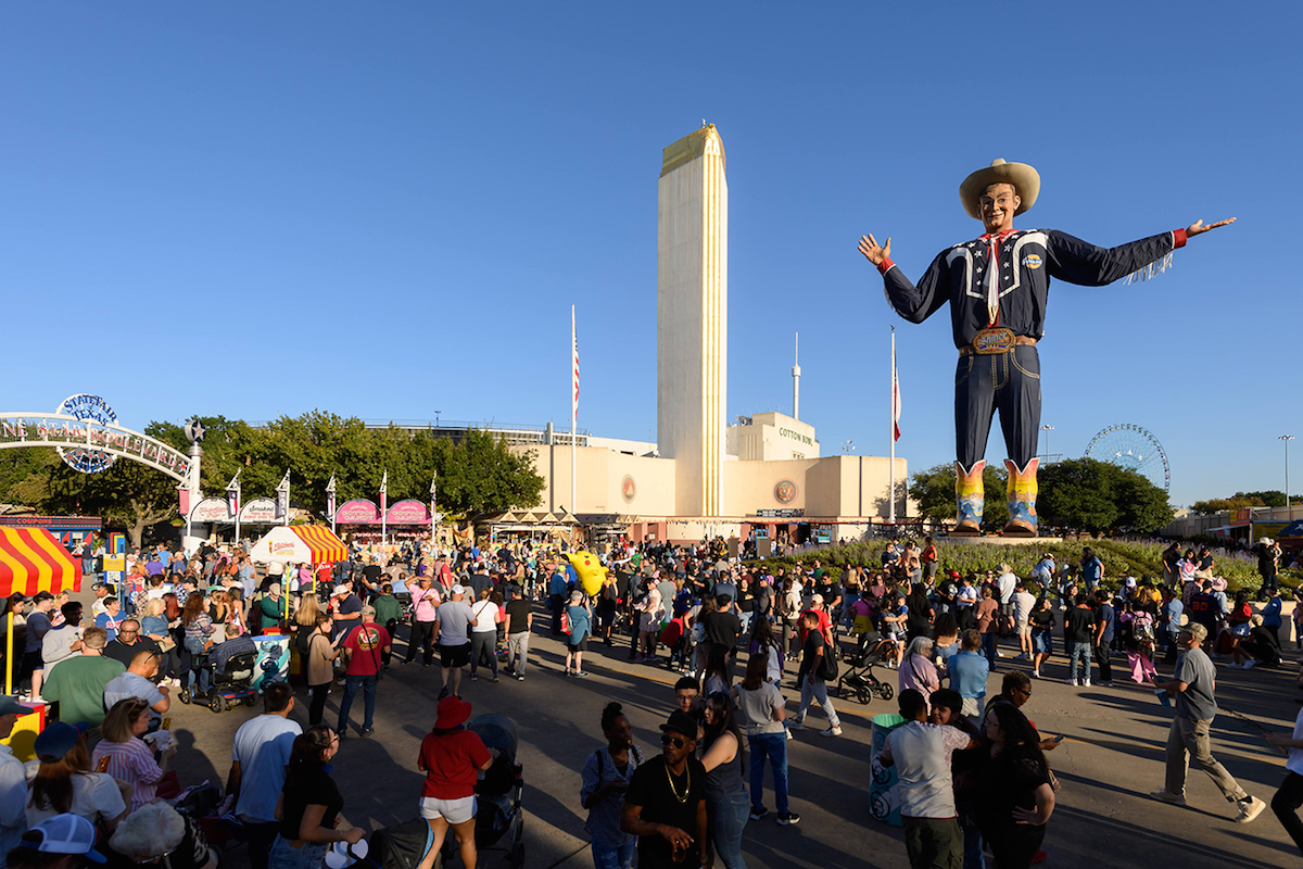 Big Tex towers over the crowd at the State Fair of Texas. | Photo by the State Fair of Texas